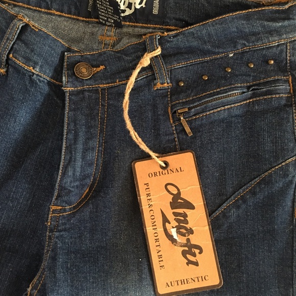 Angfu Studded and Flared Jeans with Fringe Hems Size 7 - Picture 13 of 13